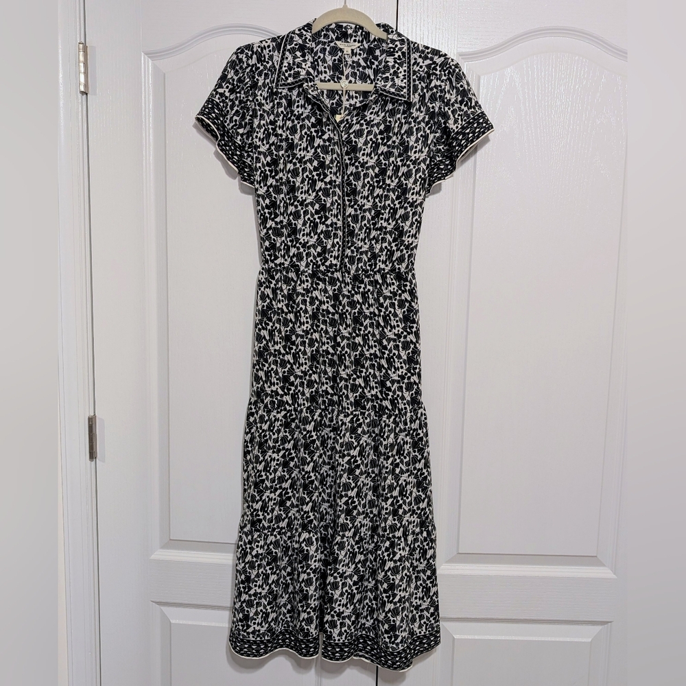 *New* Max Studio London Elegant Cream and White Patterned Flutter Dress